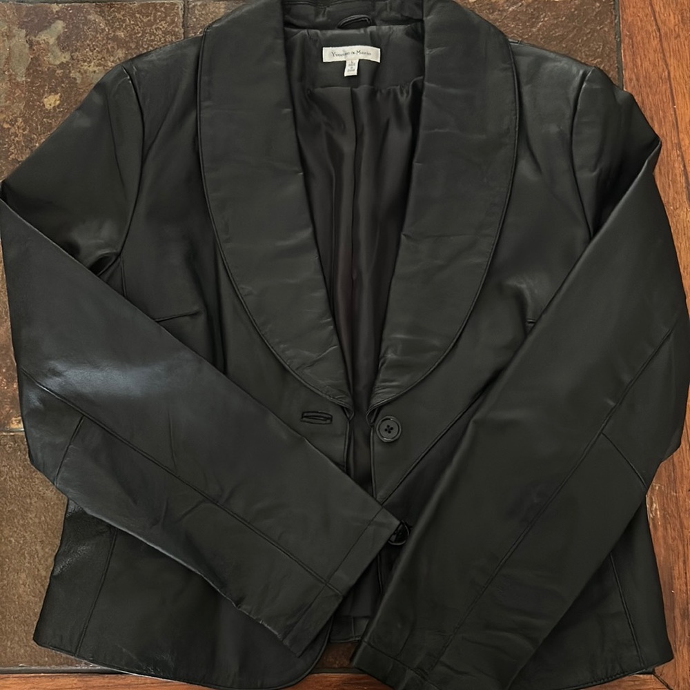 Yvonne Marie Fully Lined, Short, Vintage, Black Leather Jacket, Size Large - Picture 5 of 8